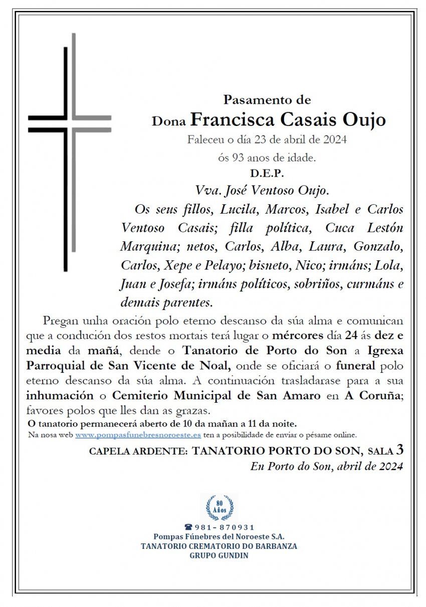 Casais Oujo, Francisca