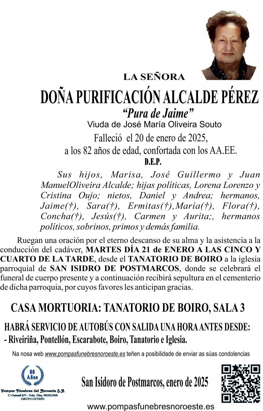 25 01 ESQUELA    Purificación Alcalde Pérez