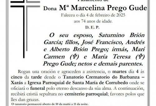 Mª MARCELINA PREGO GUDE