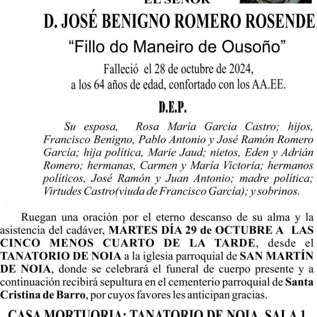 10 24 ESQUELA   juse benigno romero rosende