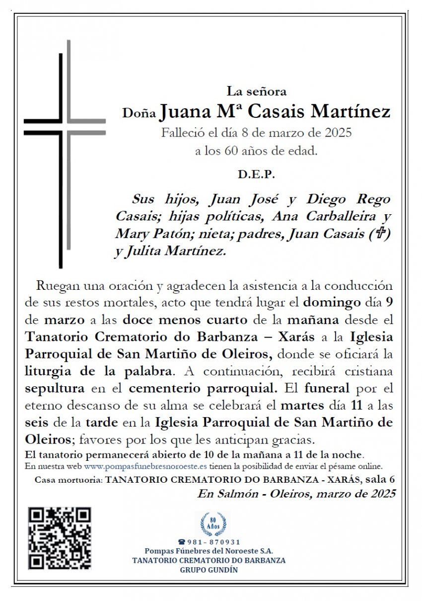 Casais Martinez, Juana Maria