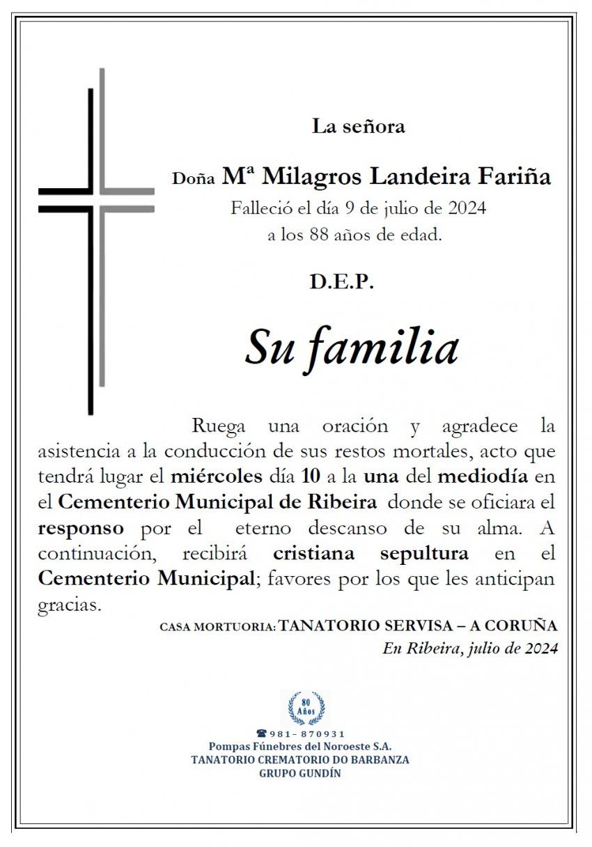 Landeira Fariña, Maria Milagros