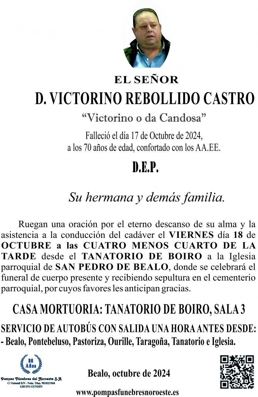 ESQUELA,  Victorino Rebollido Castro