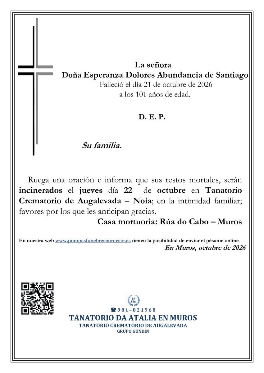 TANA MUROS Esperanza Dolores Abundancia de Santiago TANA MUROS Esperanza Dolores Abundancia de Santiago