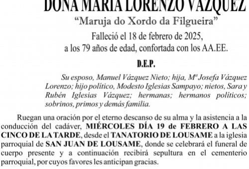 25 01 ESQUELA    Doña MAría Lorenzo Vázquez