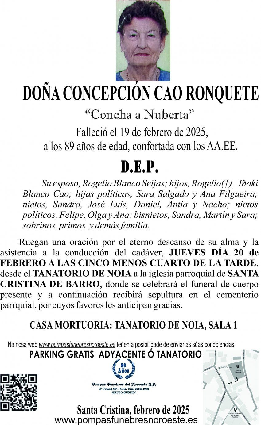 Esquela  25 Concepcion Cao Ronquete