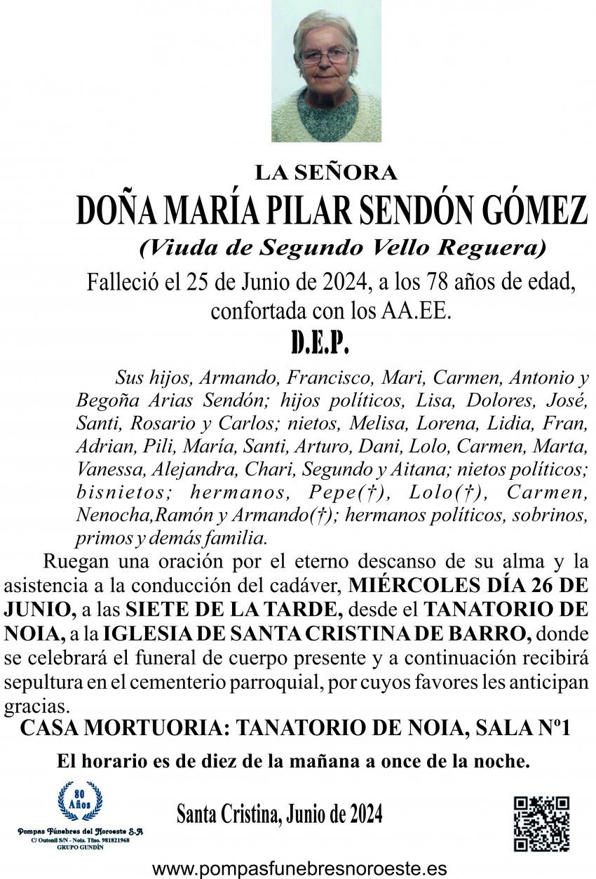 23 06 ESQUELA    María Pila Sendón Gómez