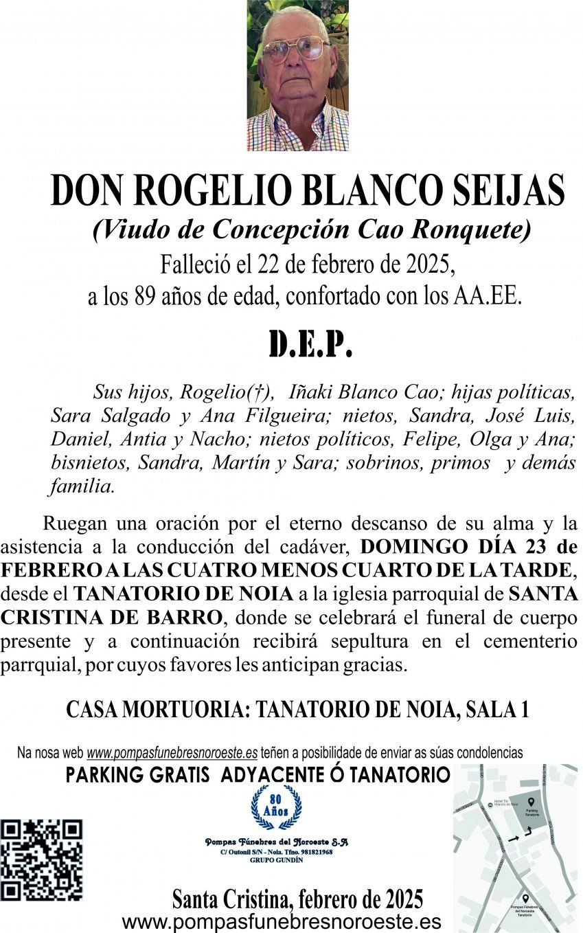 Esquela  25 ROGELIO BLANCO SEIJAS