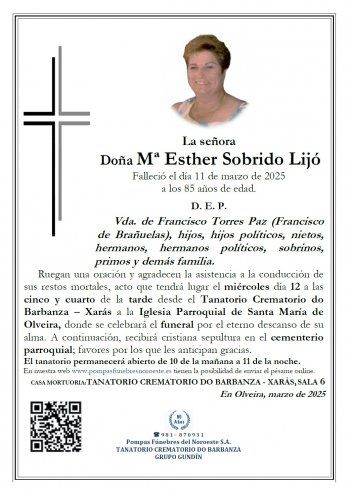 Doña Mª Esther Sobrido Lijó