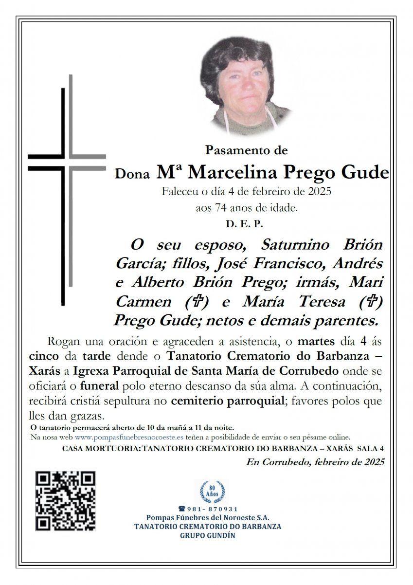 Mª MARCELINA PREGO GUDE