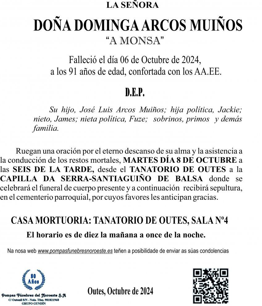 09 24 Esquela,Dominga Arcos Muiños