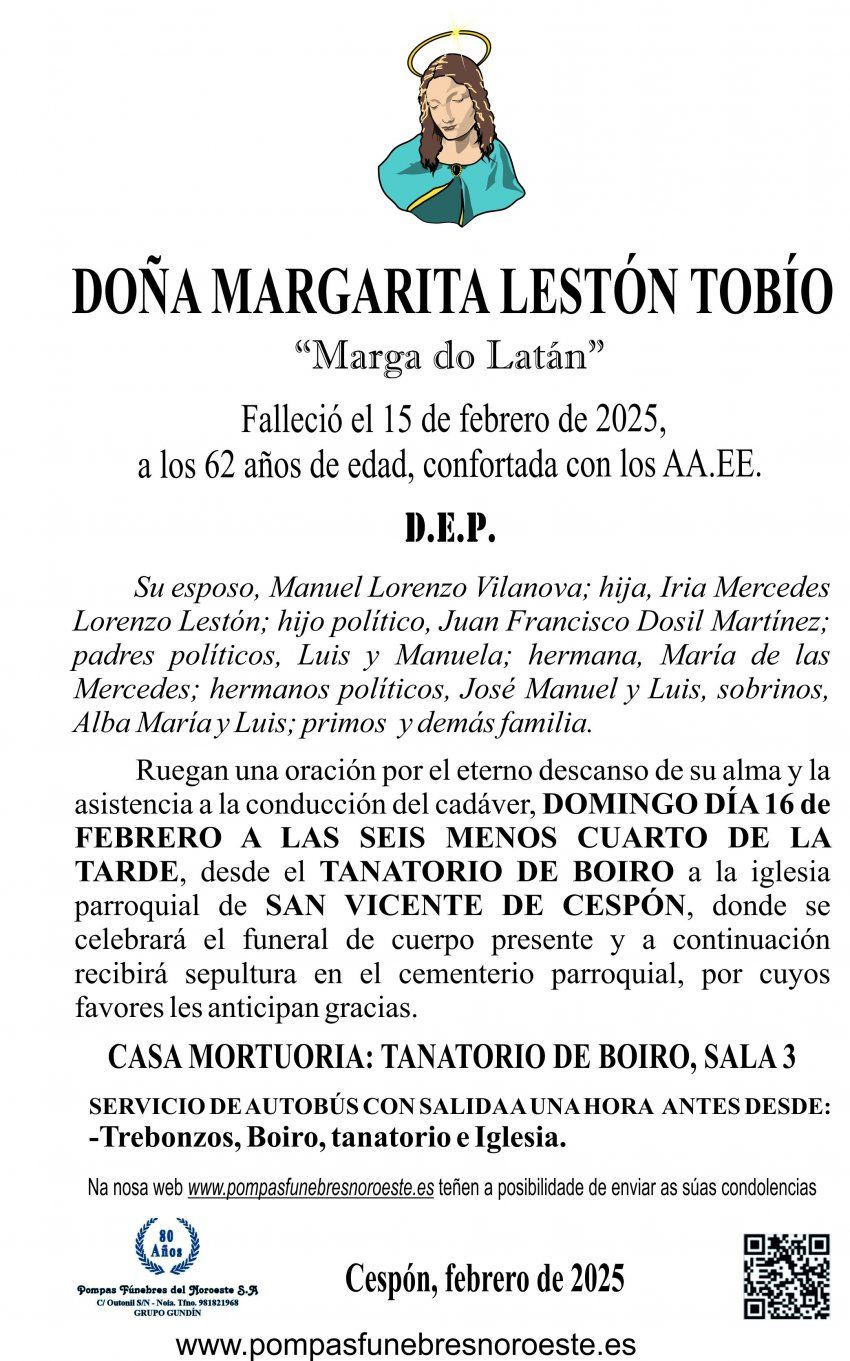 Esquela AZUL 25 Margarita Lestón Tobío