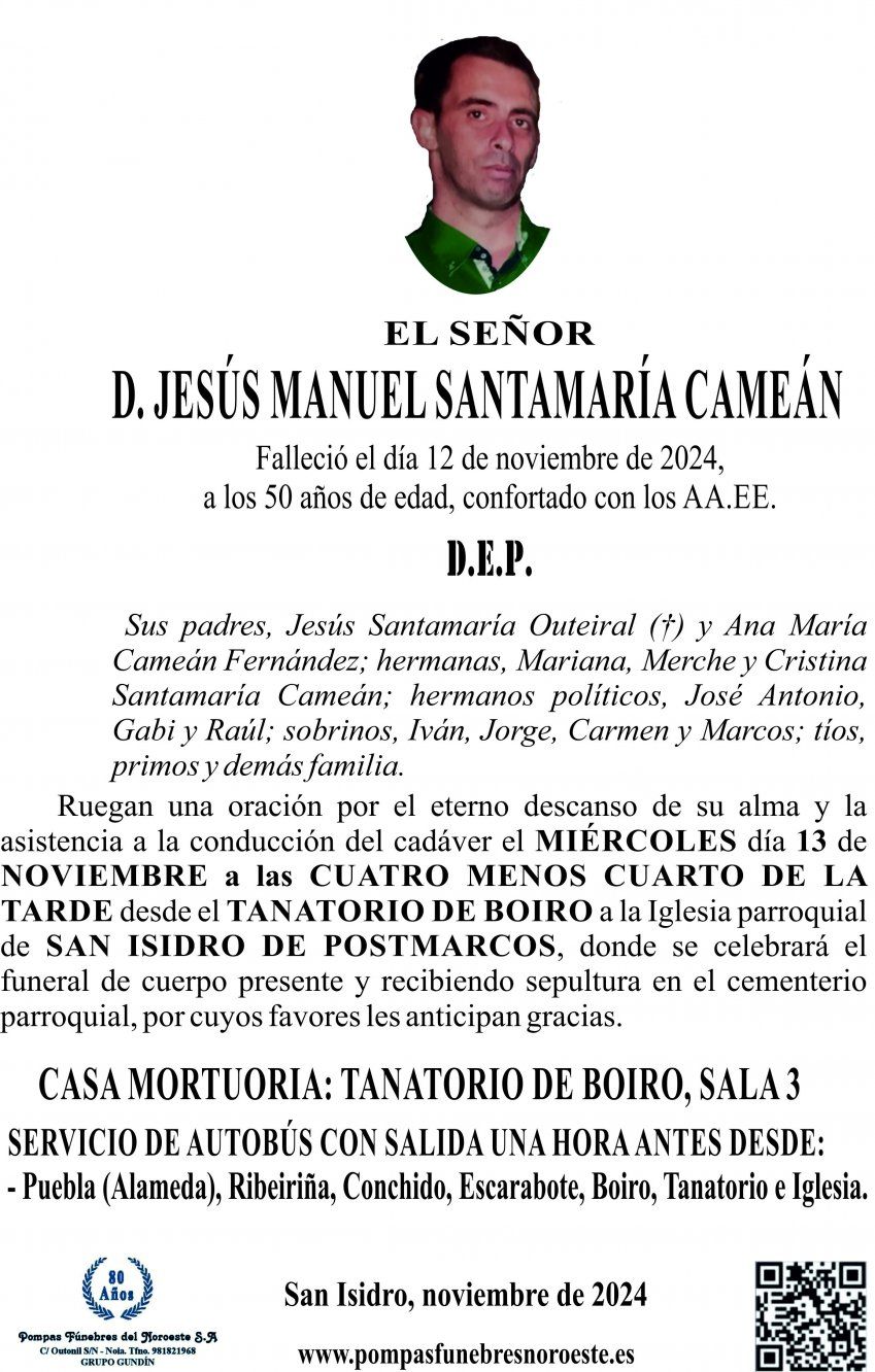 ESQUELA,  Jesús Manuel Santamaría Cameán